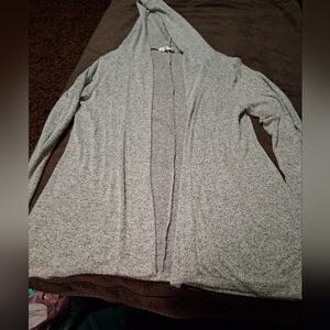 Retrology Size Small Gray Women's Hooded Cardigan